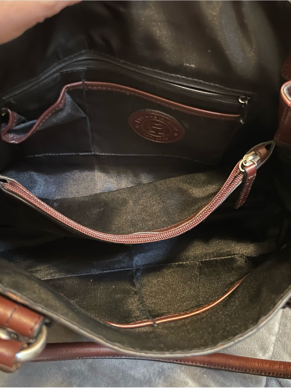 Vintage 90’s Etienne Aigner Cognac Brown Leather Satchel - Picture 7 of 9
